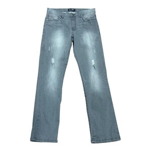 For Him London Jeans Mens 32x32 Gray Distressed Straight Leg Stretch Denim
